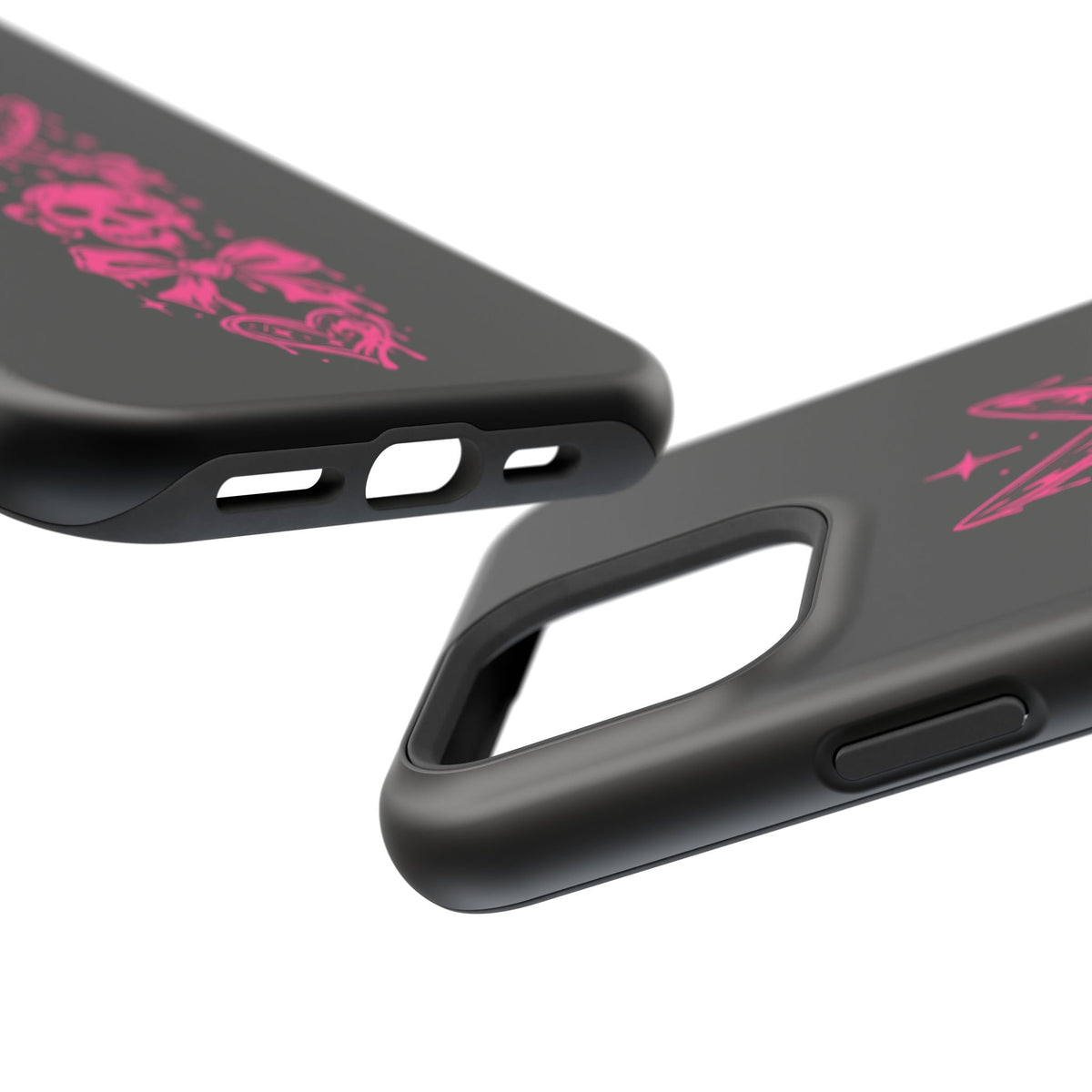 Pink Gothic Magnetic Impact Resistant Phone Case With Skull And Bows