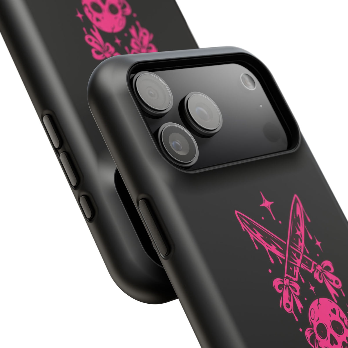 Pink Gothic Magnetic Impact Resistant Phone Case With Skull And Bows