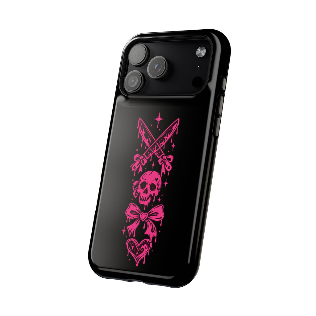 Pink Gothic Magnetic Impact Resistant Phone Case With Skull And Bows