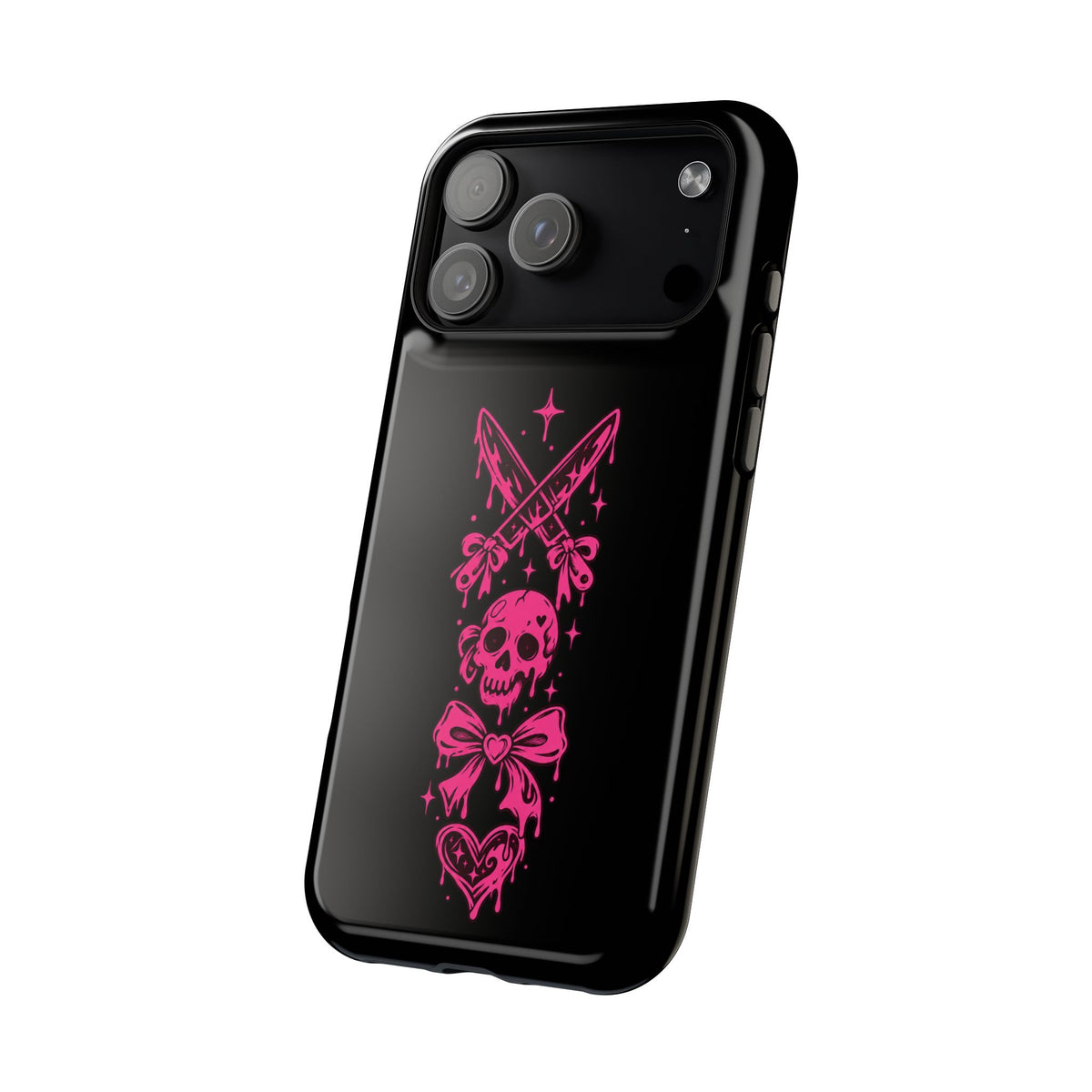 Pink Gothic Magnetic Impact Resistant Phone Case With Skull And Bows