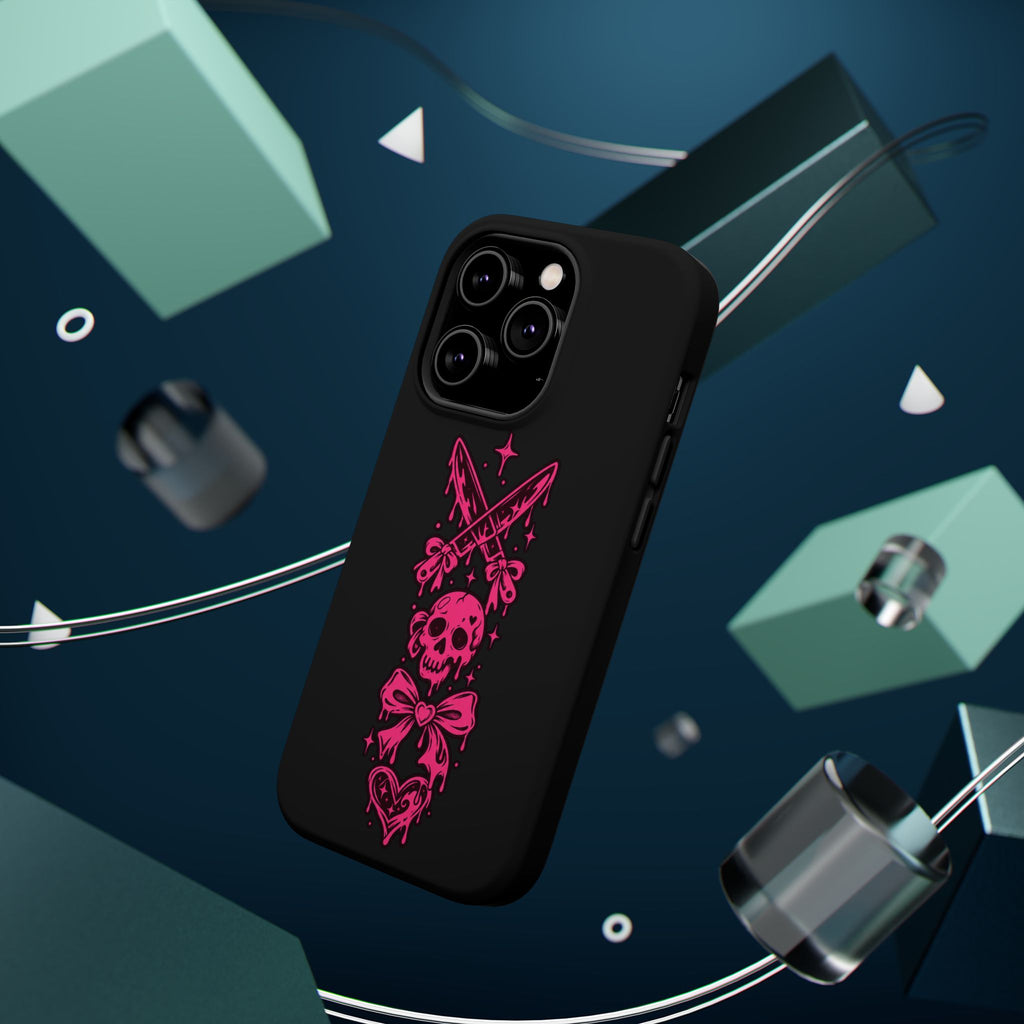 Pink Gothic Magnetic Impact Resistant Phone Case With Skull And Bows
