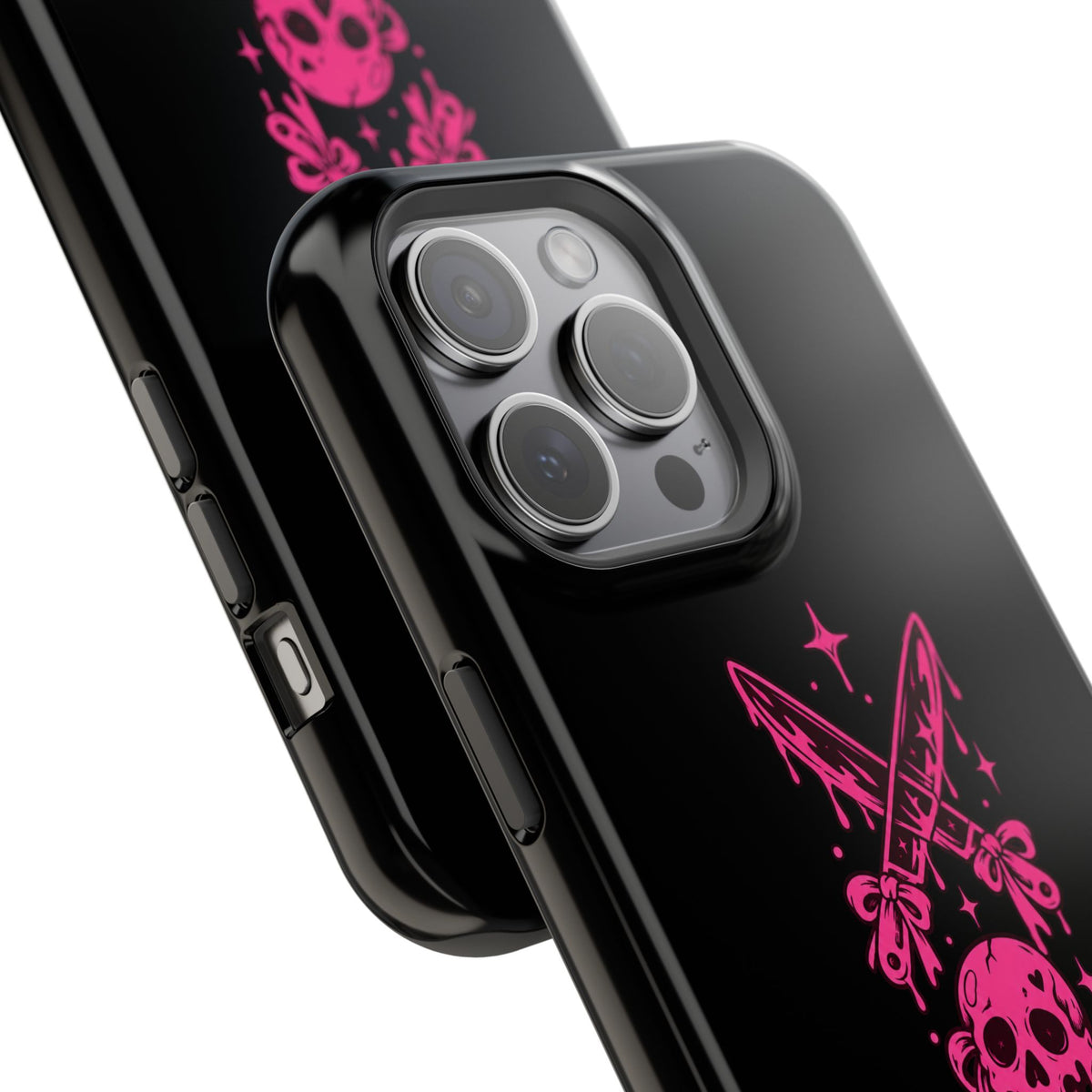 Pink Gothic Magnetic Impact Resistant Phone Case With Skull And Bows