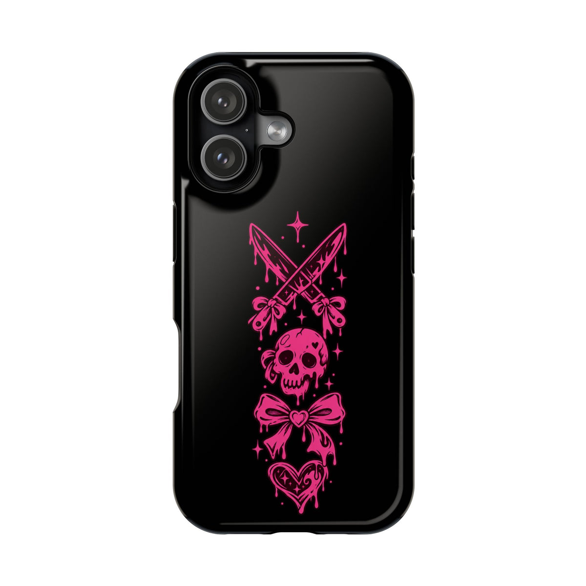 Pink Gothic Magnetic Impact Resistant Phone Case With Skull And Bows