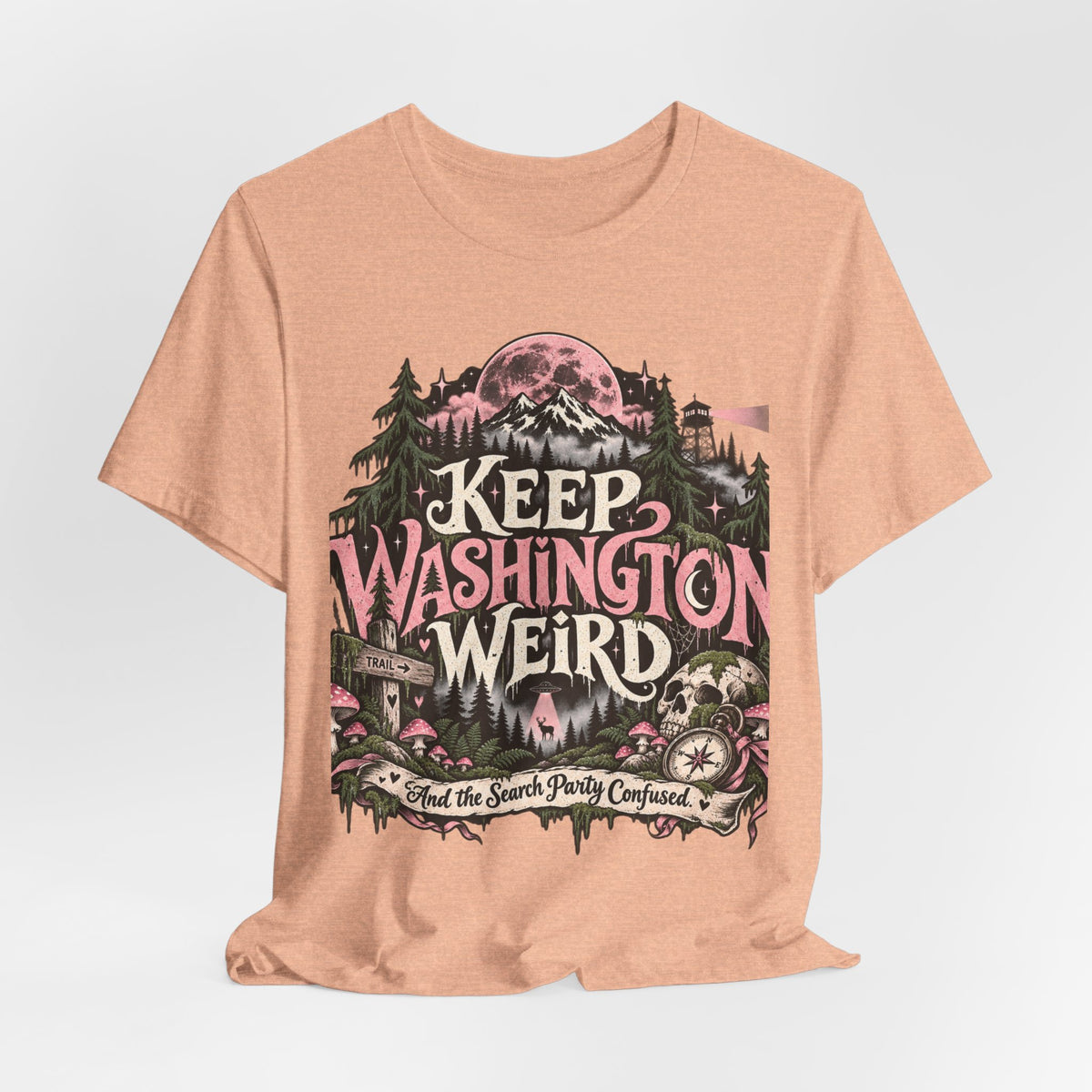 Keep Washington Weird Tee for PNW Cryptid Believers and Forest Wanderers