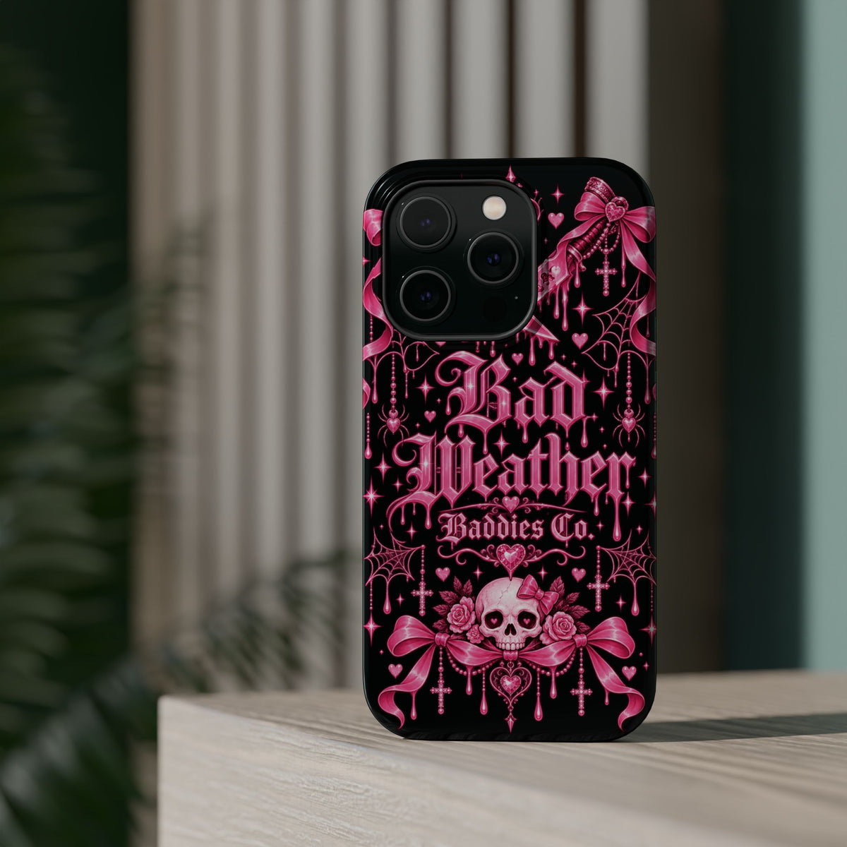 Pink Gothic Magnetic Phone Case With Impact Resistant Protection