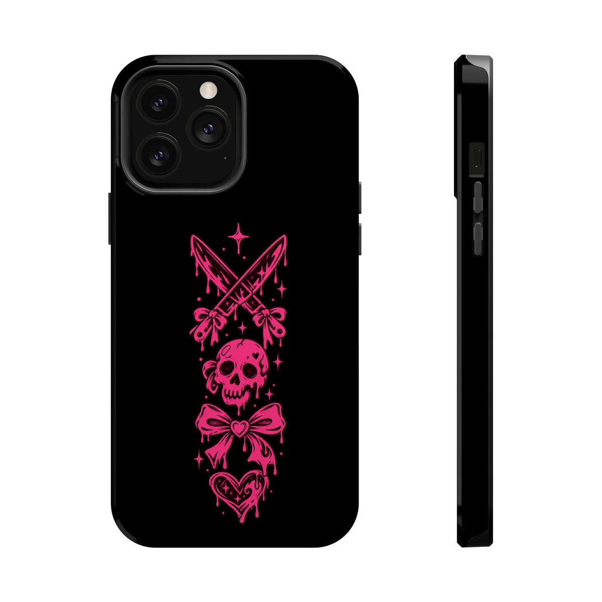Pink Gothic Magnetic Impact Resistant Phone Case With Skull And Bows