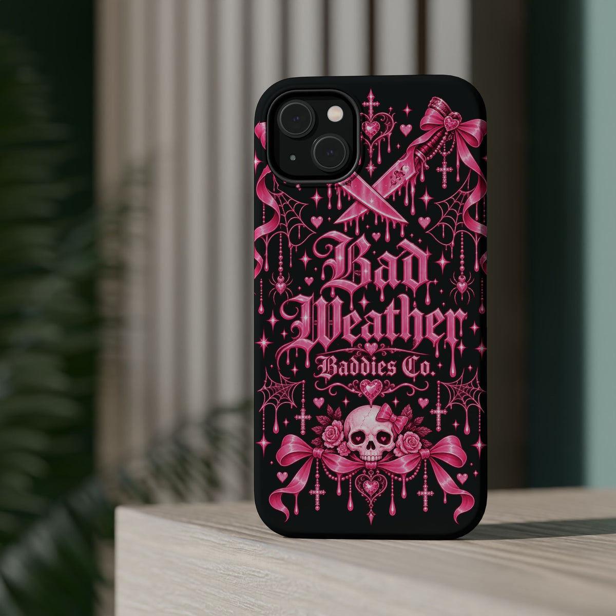Pink Gothic Magnetic Phone Case With Impact Resistant Protection