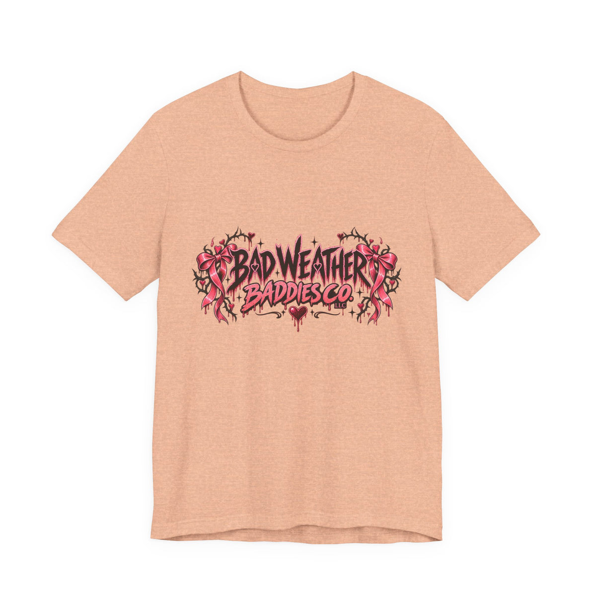 Bad Weather Baddies Co Gothic Pink Bow Signature Graphic Tee