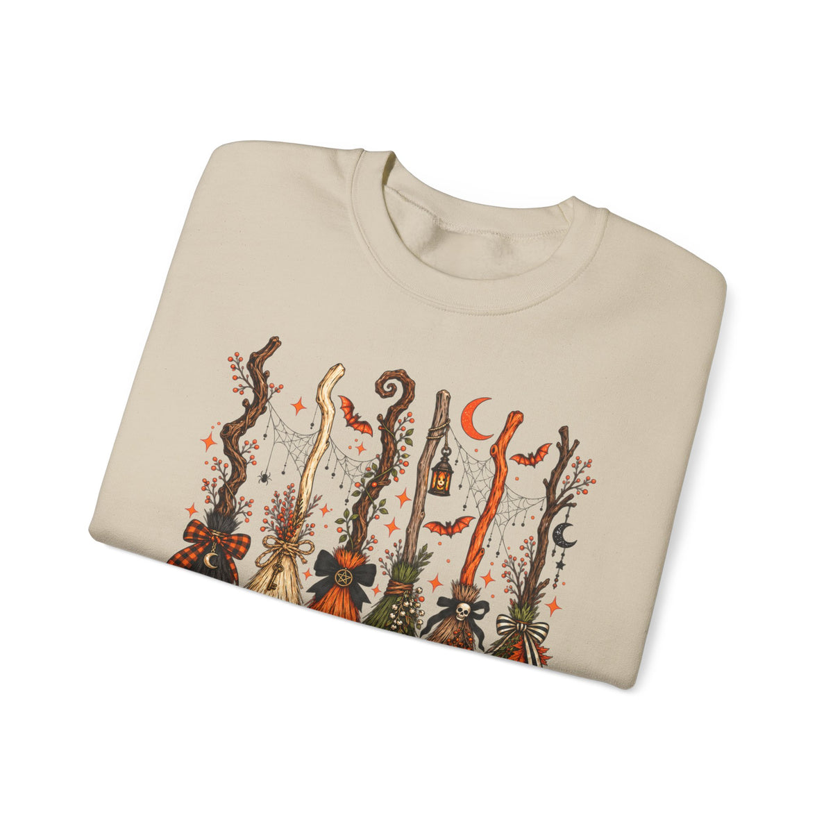A Girl Gotta Have Options Witchy Halloween Broom Print Crewneck Sweatshirt
