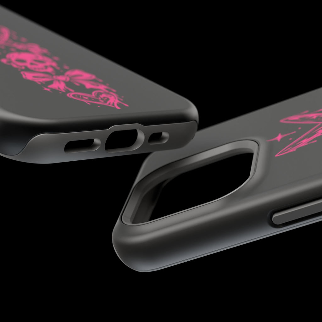 Pink Gothic Magnetic Impact Resistant Phone Case With Skull And Bows