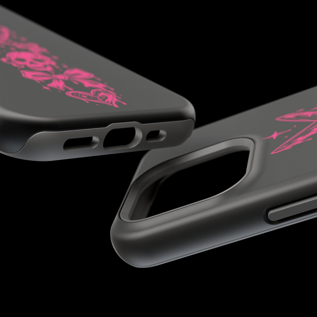 Pink Gothic Magnetic Impact Resistant Phone Case With Skull And Bows