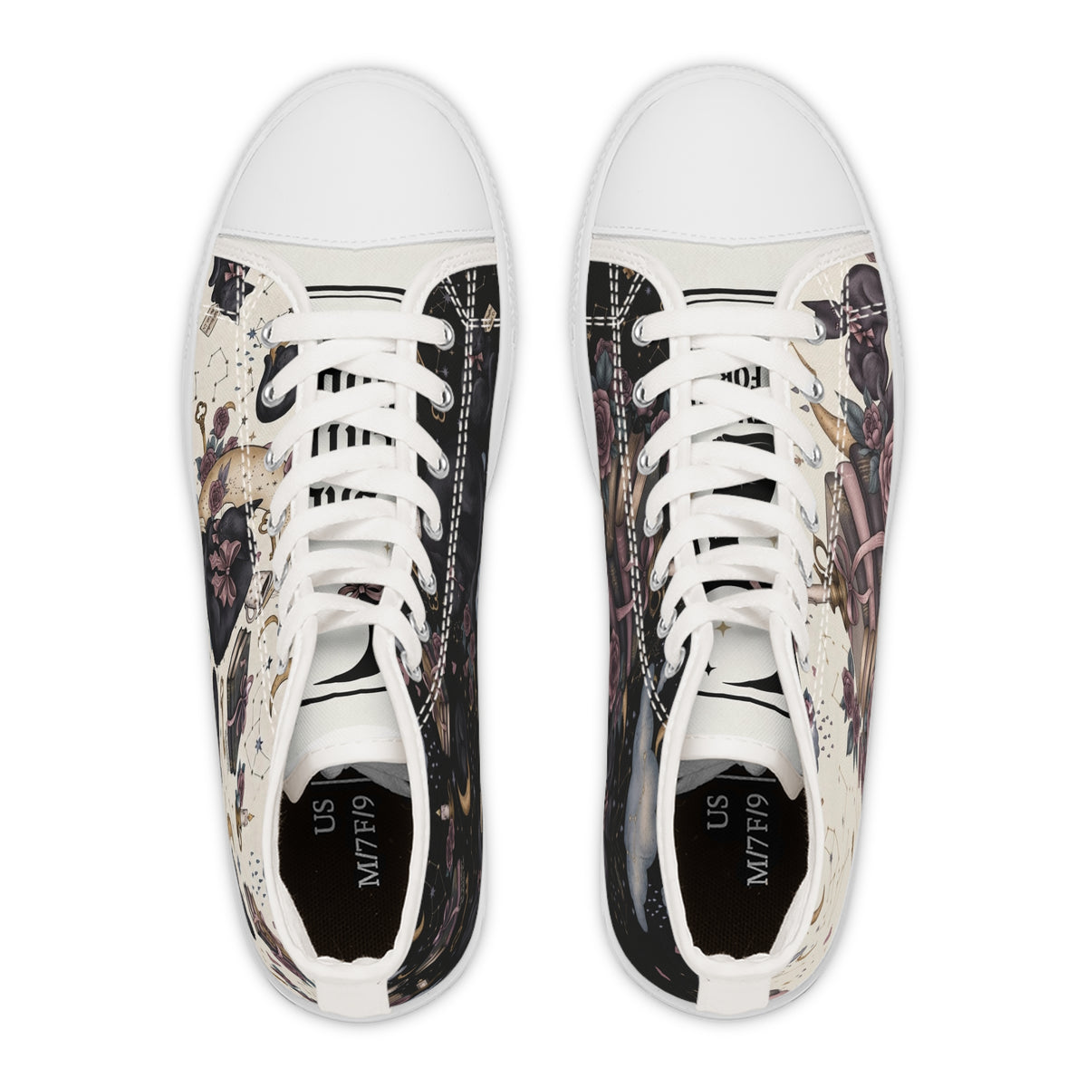 Witchy High Top Sneakers | Gothic Bookish Black Cat Celestial Shoes