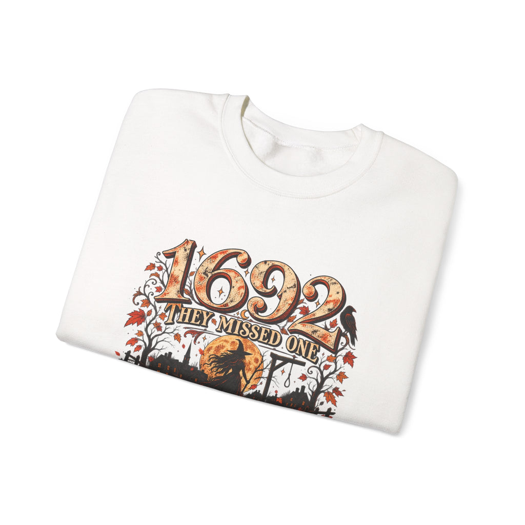 1692 They Missed One Witchy Salem Halloween Crewneck Sweatshirt