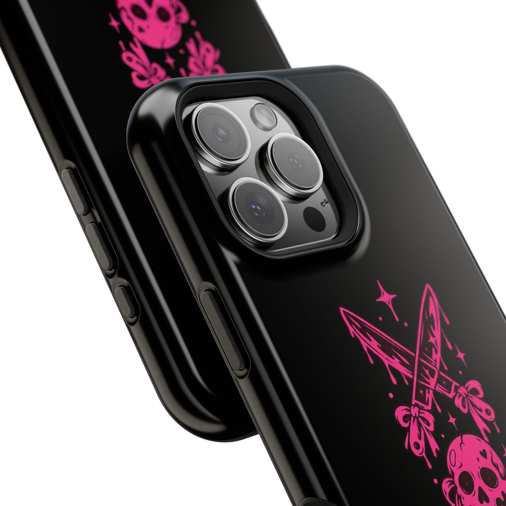 Pink Gothic Magnetic Impact Resistant Phone Case With Skull And Bows