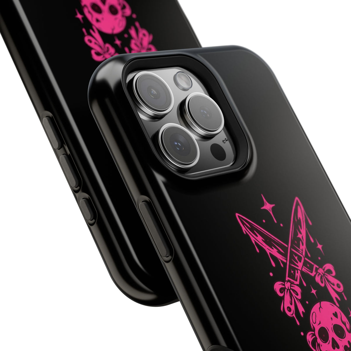 Pink Gothic Magnetic Impact Resistant Phone Case With Skull And Bows