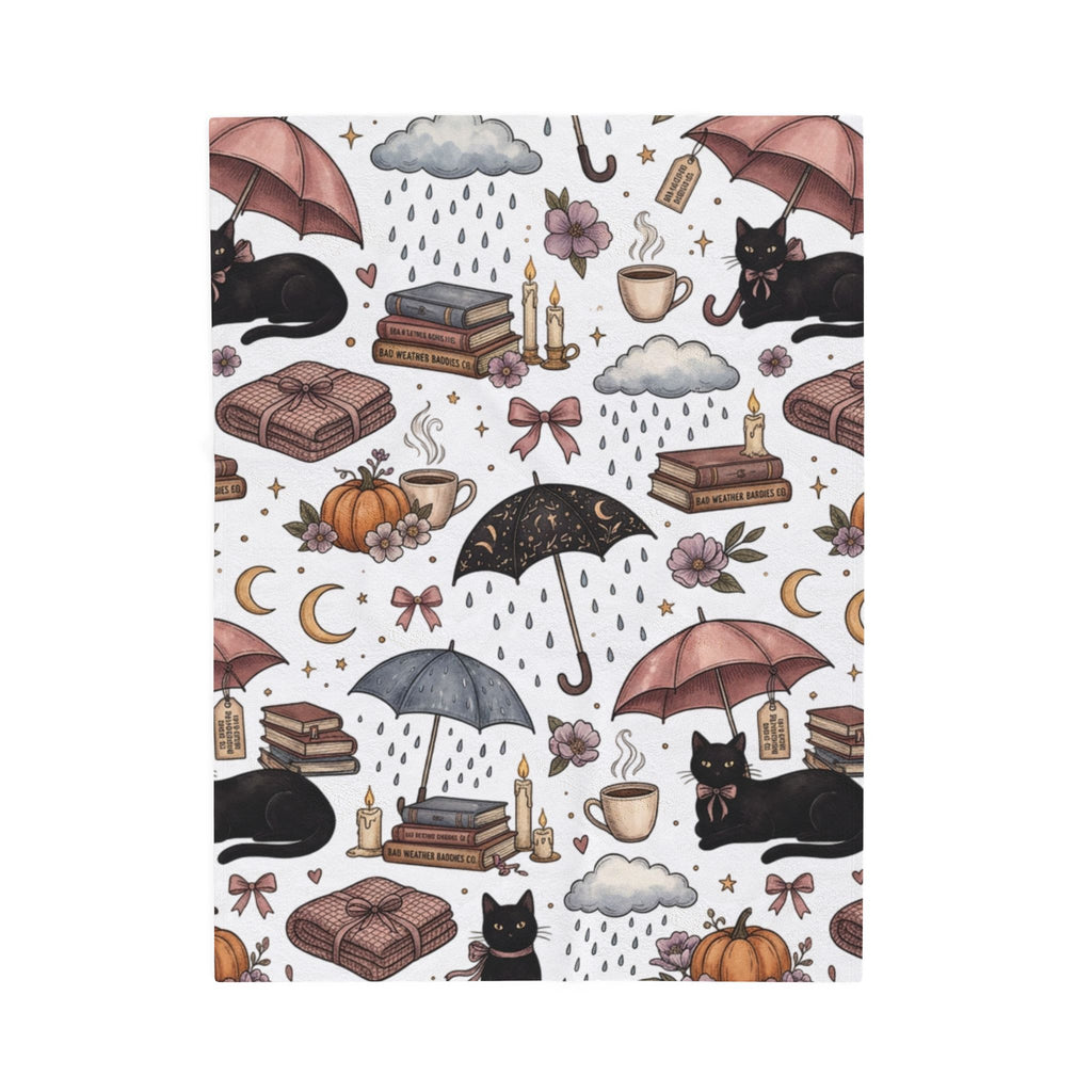 Witchy Black Cat Plush Blanket