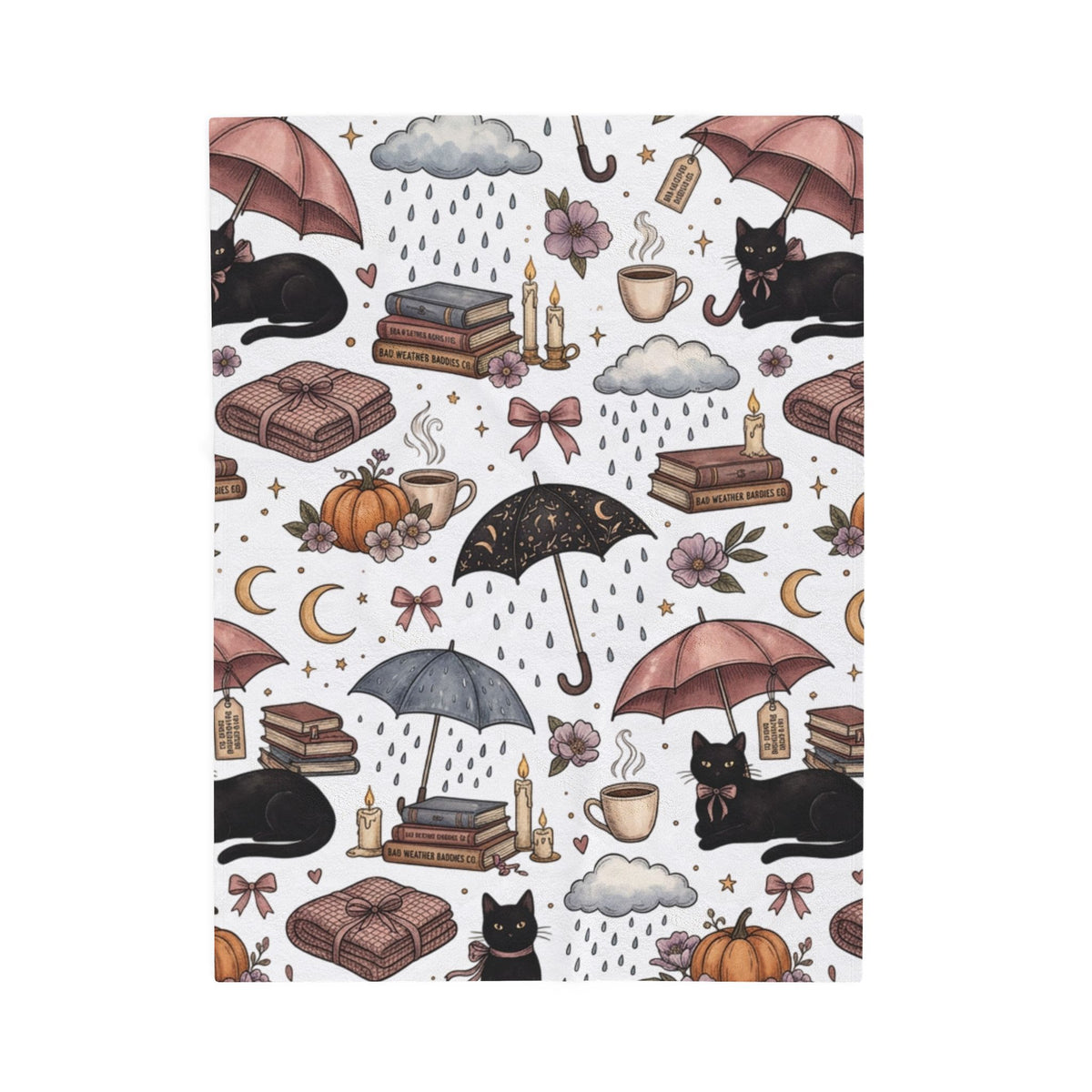 Witchy Black Cat Plush Blanket