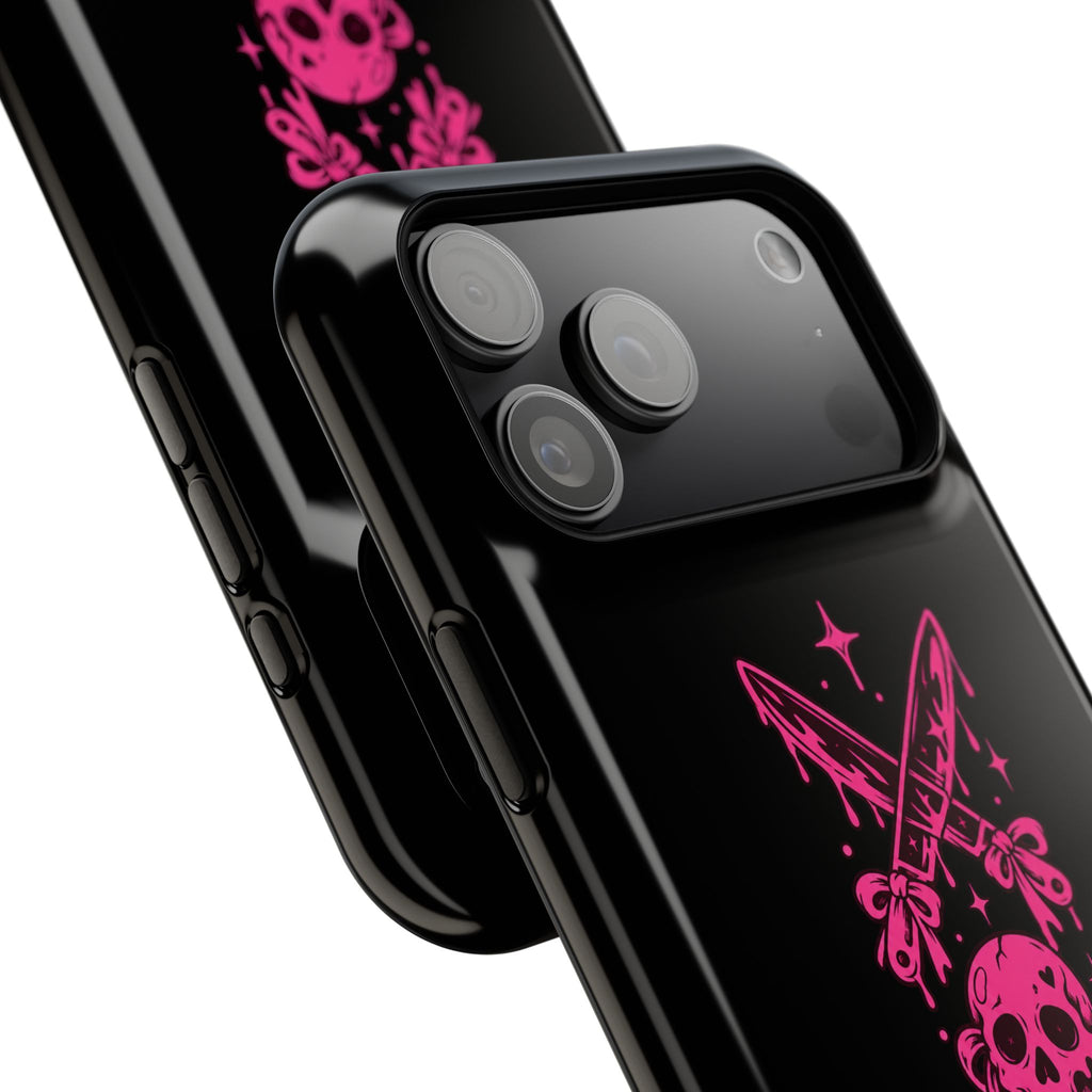 Pink Gothic Magnetic Impact Resistant Phone Case With Skull And Bows