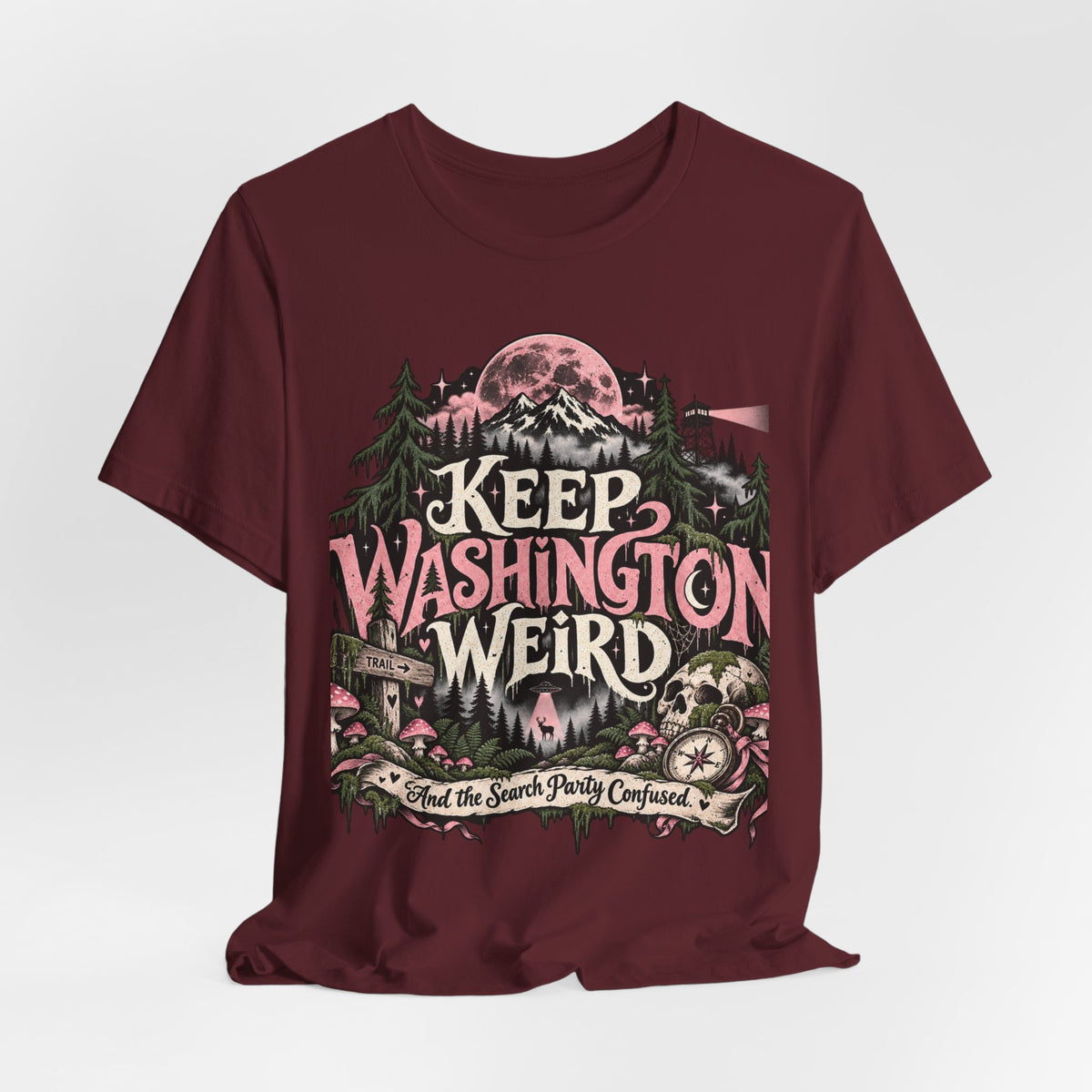Keep Washington Weird Tee for PNW Cryptid Believers and Forest Wanderers