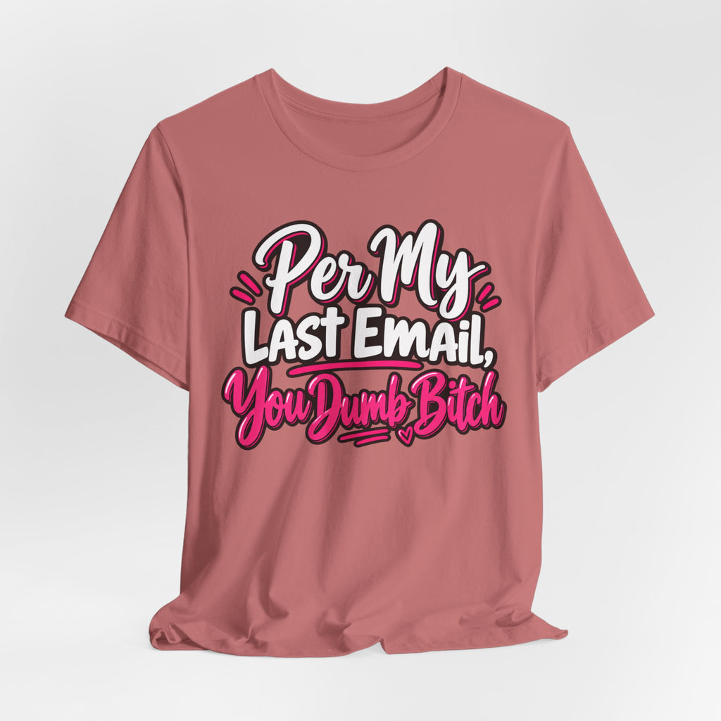 Funny Office Graphic Tee Per My Last Email Sarcastic Work Shirt