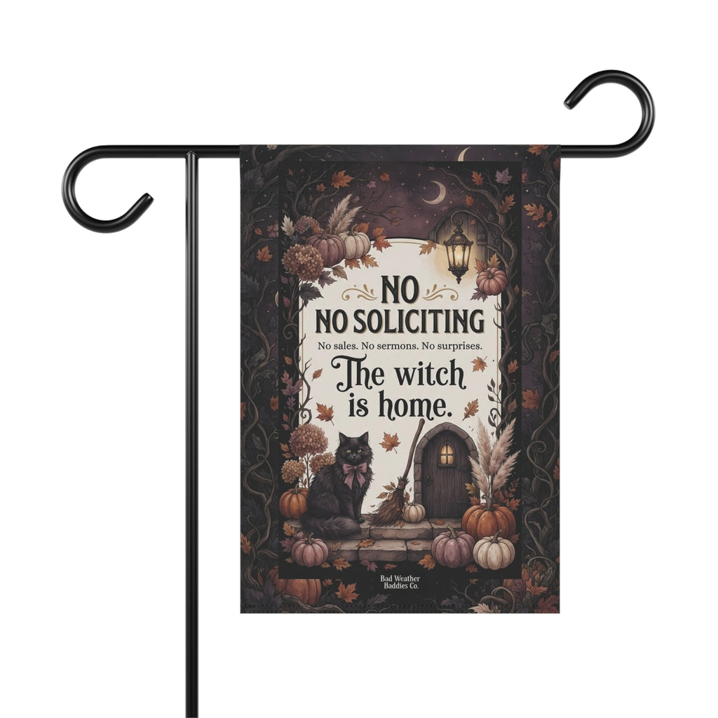 No Soliciting Witch Garden Flag