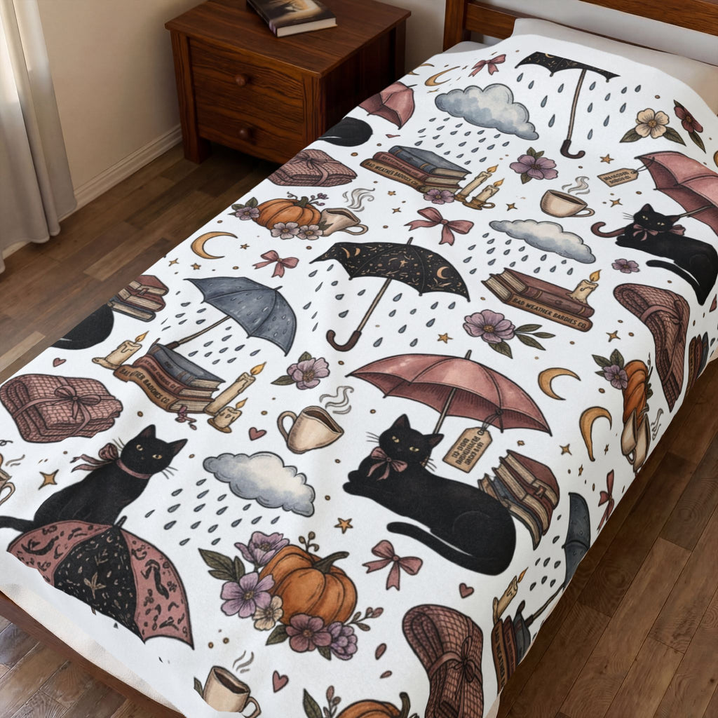 Witchy Black Cat Plush Blanket