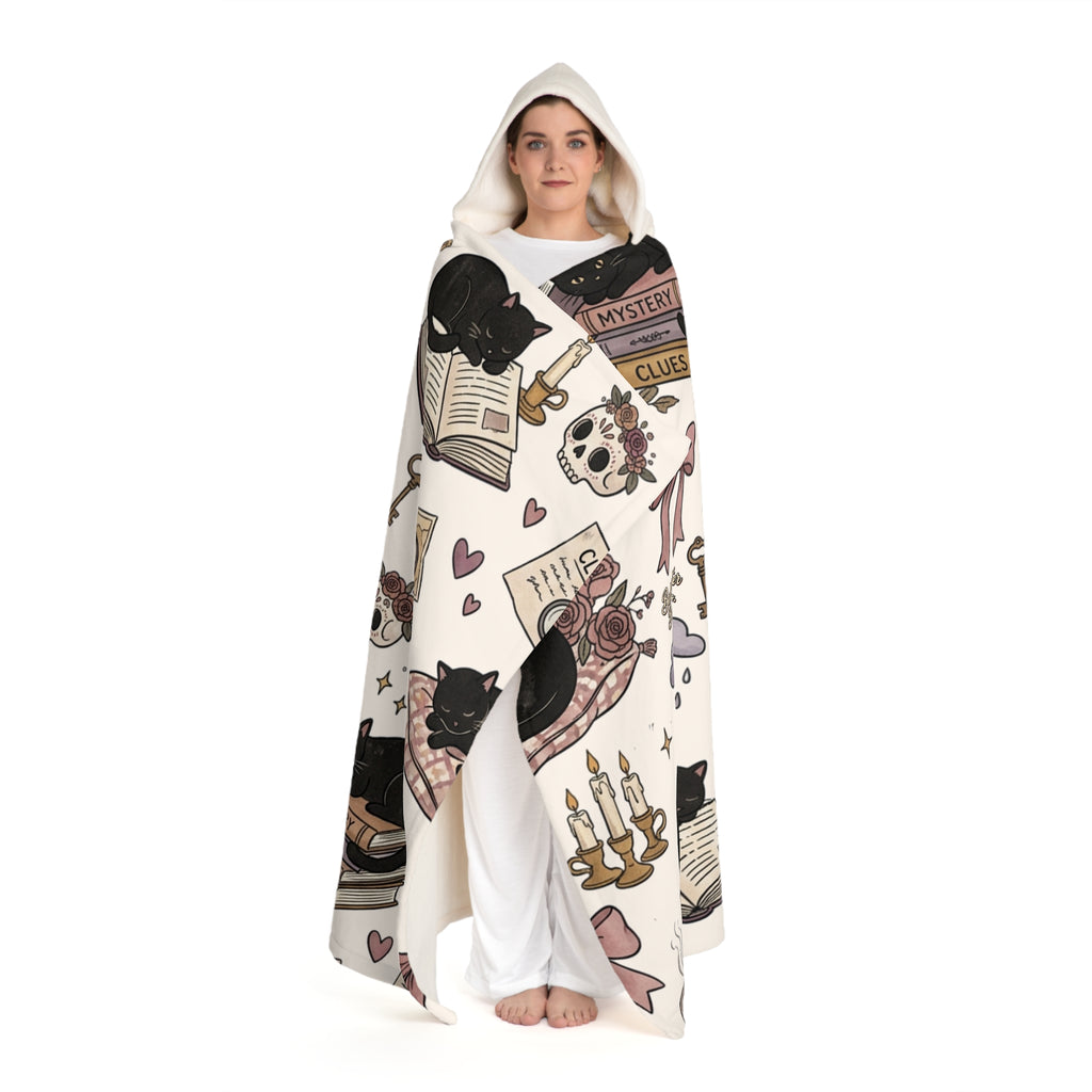 Murder Mystery Hooded Sherpa Blanket | Cozy Bookish True Crime Reader Gift