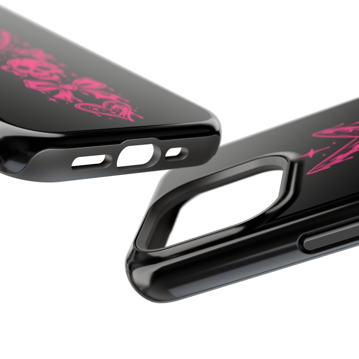 Pink Gothic Magnetic Impact Resistant Phone Case With Skull And Bows