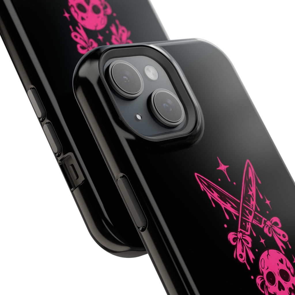 Pink Gothic Magnetic Impact Resistant Phone Case With Skull And Bows