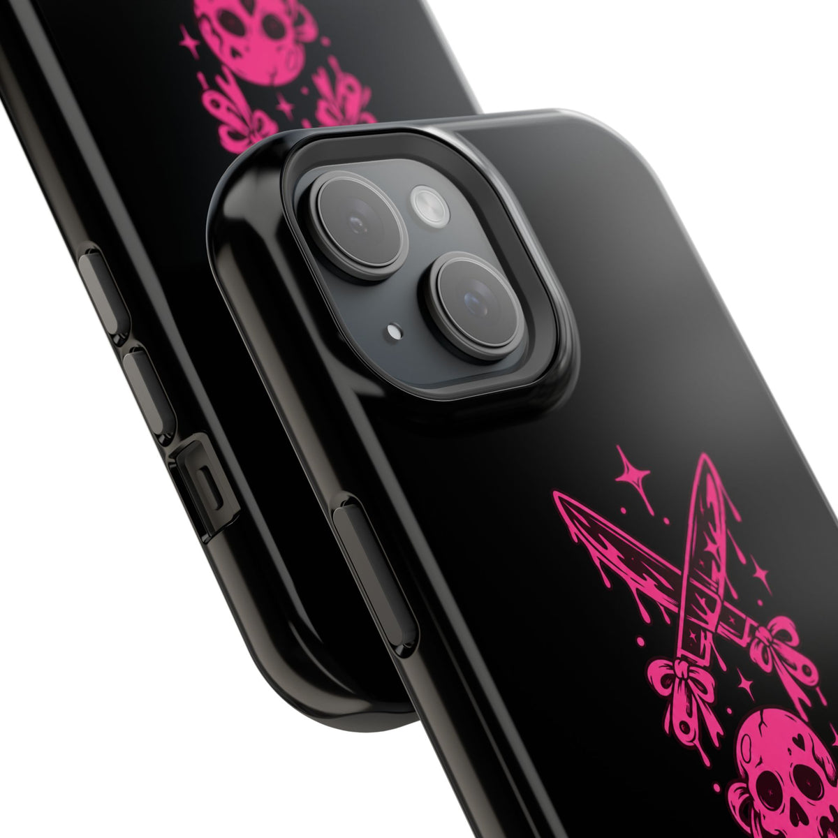 Pink Gothic Magnetic Impact Resistant Phone Case With Skull And Bows