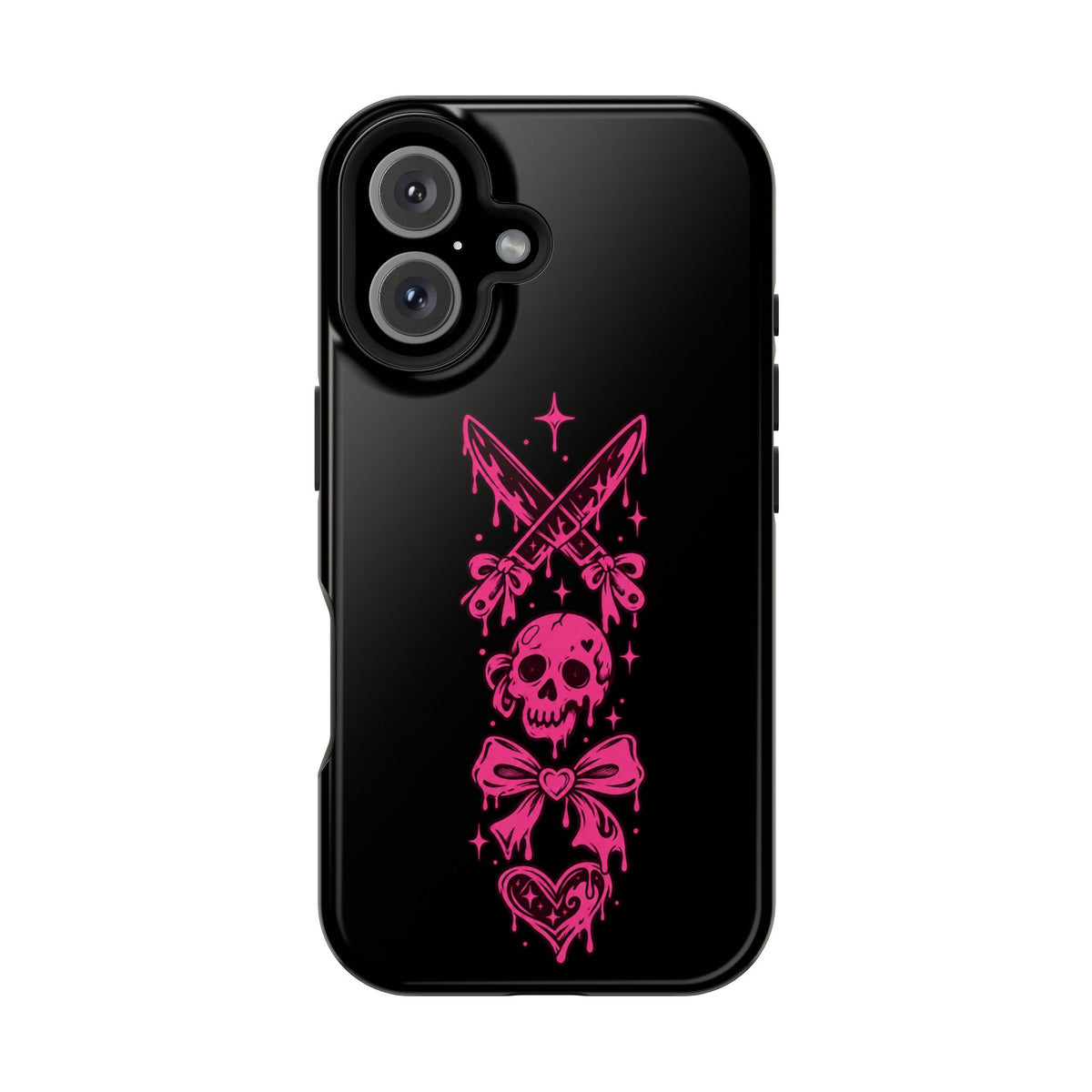 Pink Gothic Magnetic Impact Resistant Phone Case With Skull And Bows
