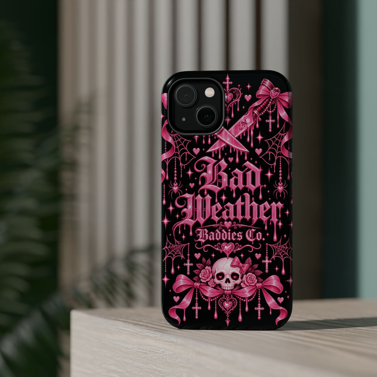 Pink Gothic Magnetic Phone Case With Impact Resistant Protection