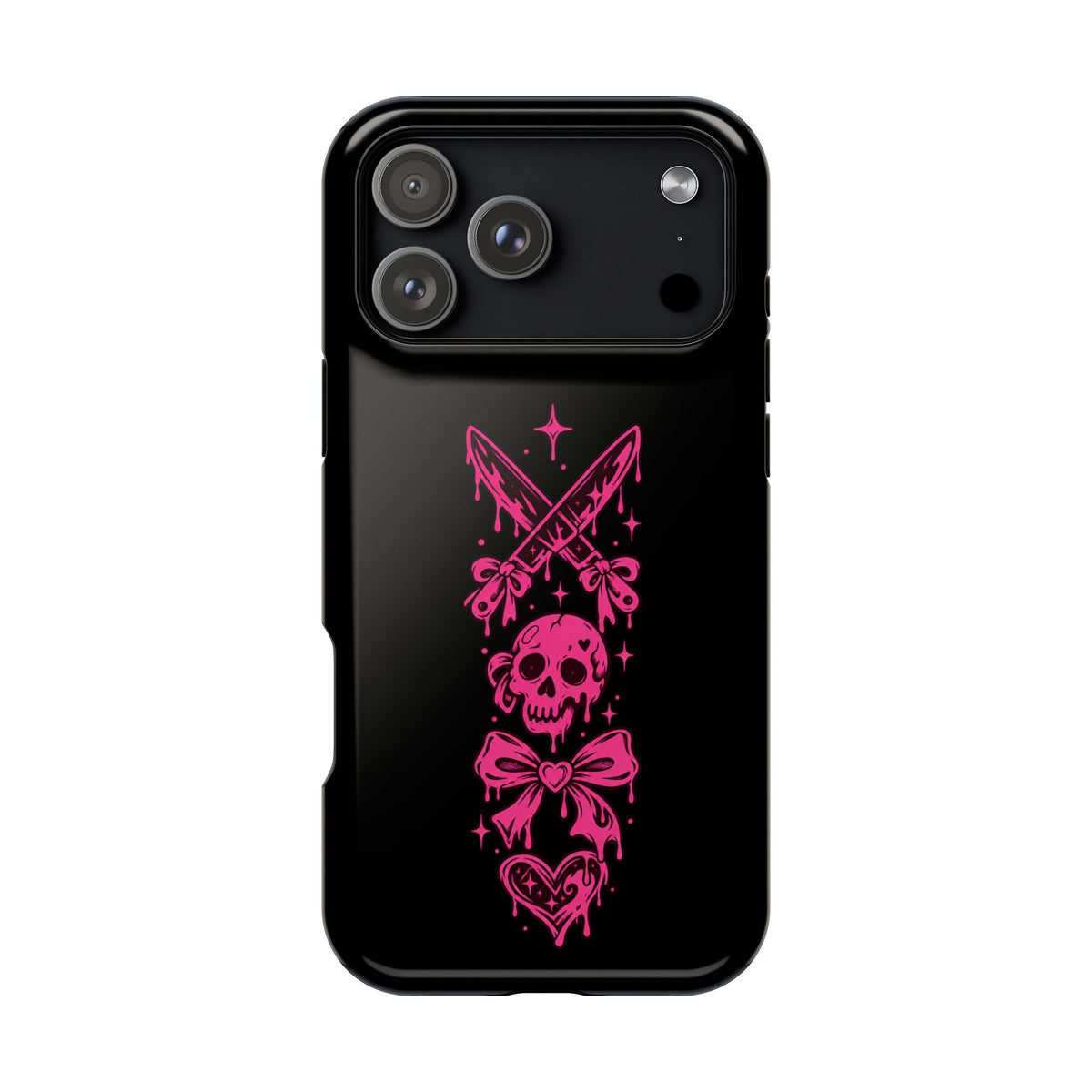 Pink Gothic Magnetic Impact Resistant Phone Case With Skull And Bows