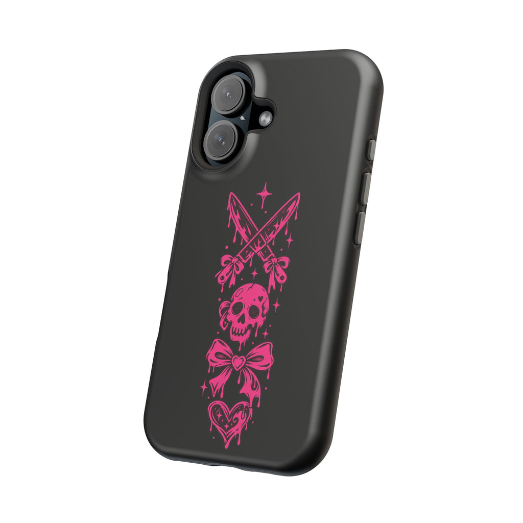 Pink Gothic Magnetic Impact Resistant Phone Case With Skull And Bows