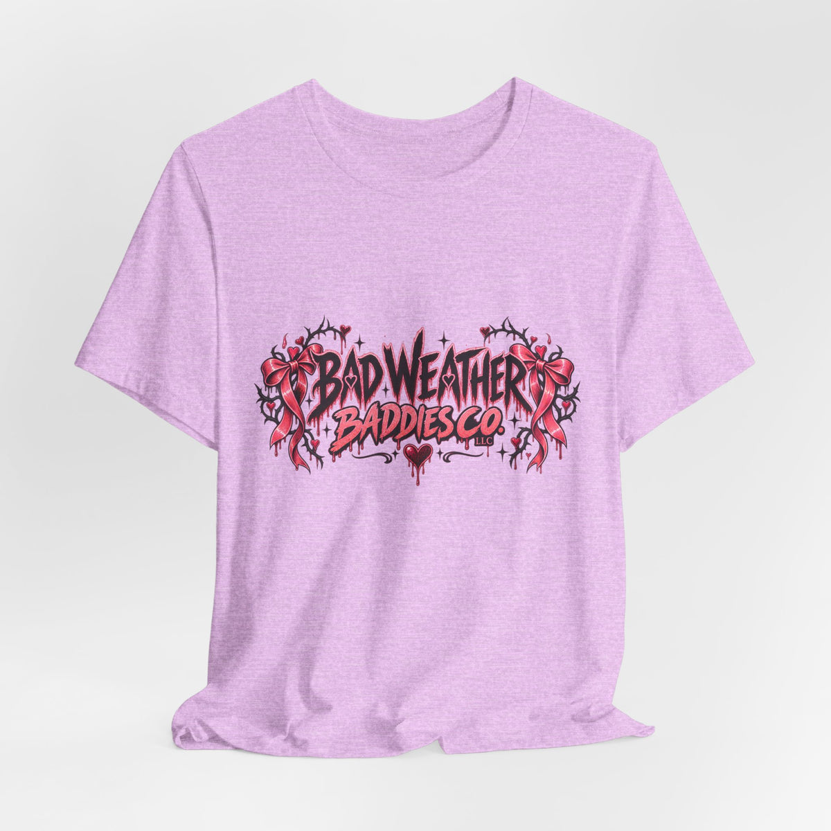 Bad Weather Baddies Co Gothic Pink Bow Signature Graphic Tee