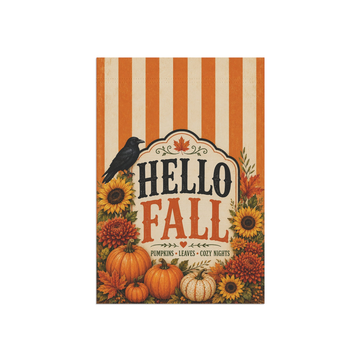 Hello Fall Striped Garden Flag