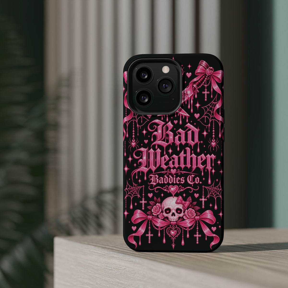 Pink Gothic Magnetic Phone Case With Impact Resistant Protection