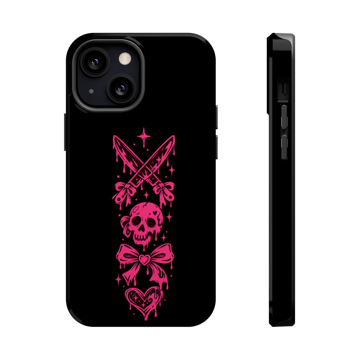 Pink Gothic Magnetic Impact Resistant Phone Case With Skull And Bows