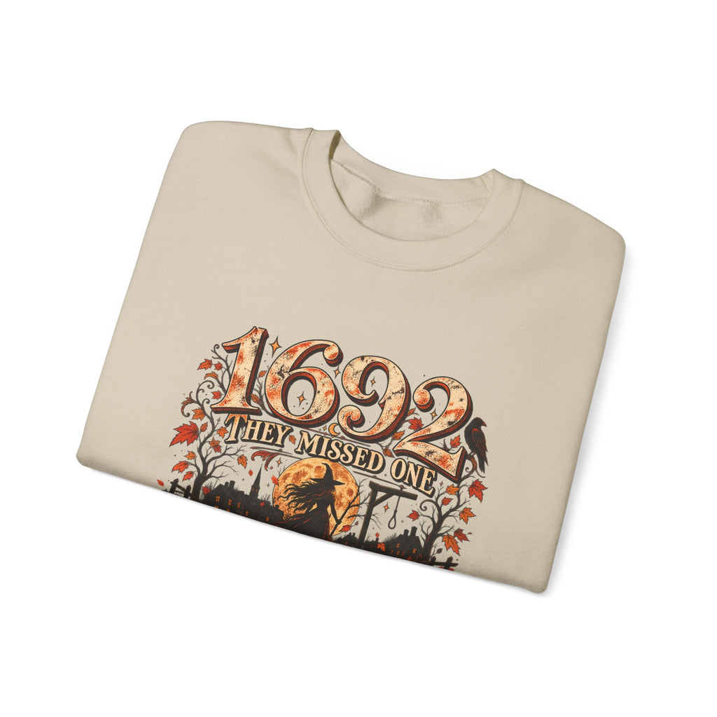 1692 They Missed One Witchy Salem Halloween Crewneck Sweatshirt