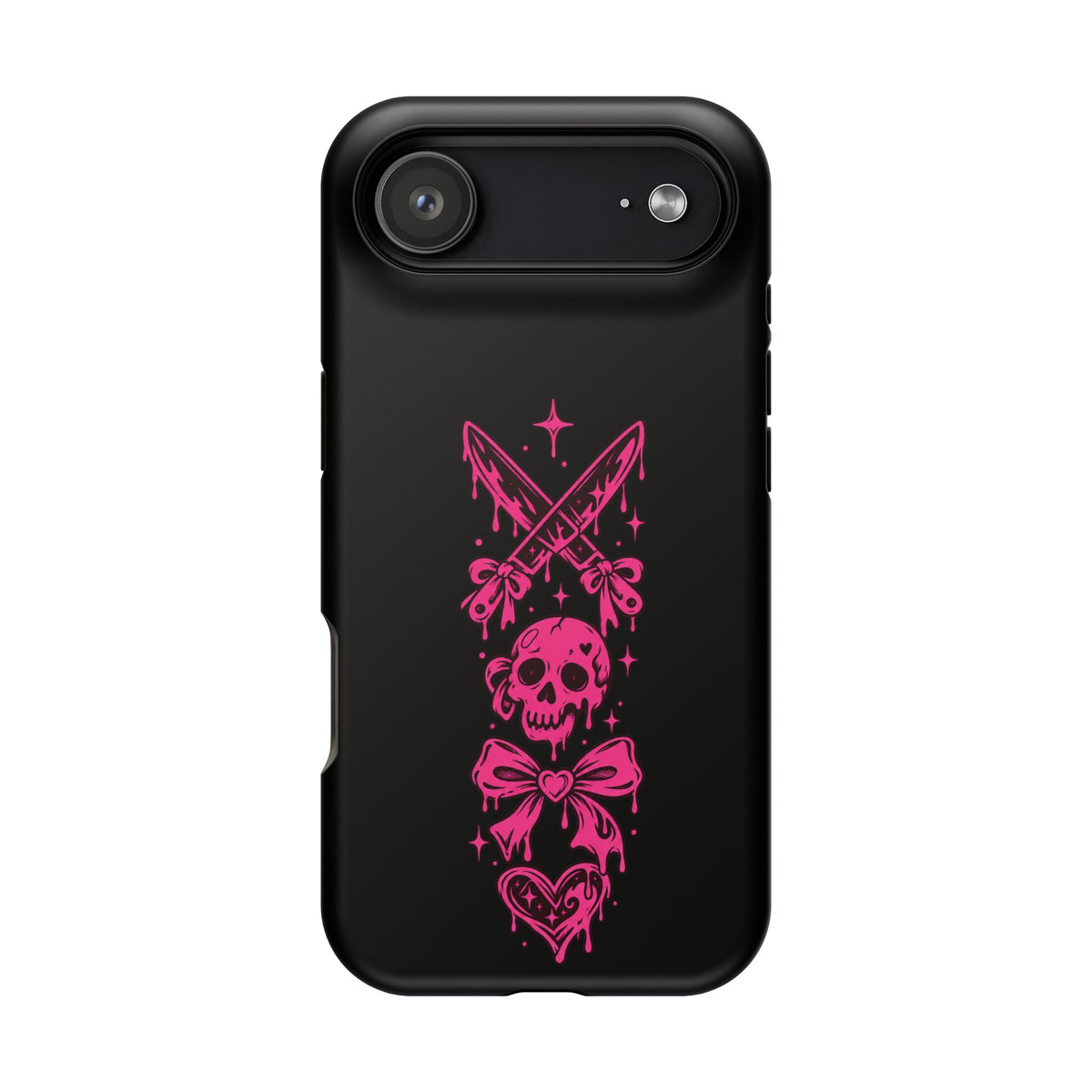 Pink Gothic Magnetic Impact Resistant Phone Case With Skull And Bows
