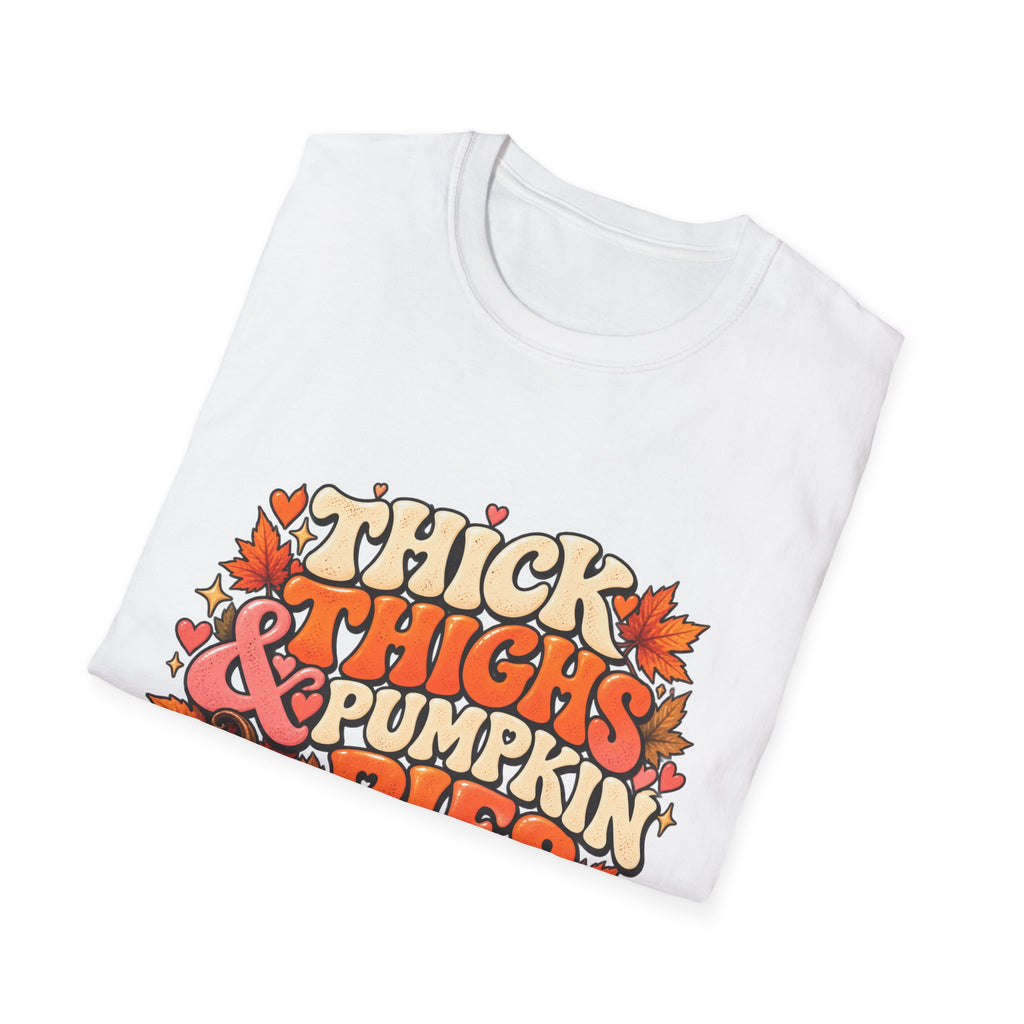 Thick Thighs And Pumpkin Pies Unisex Retro Fall T Shirt