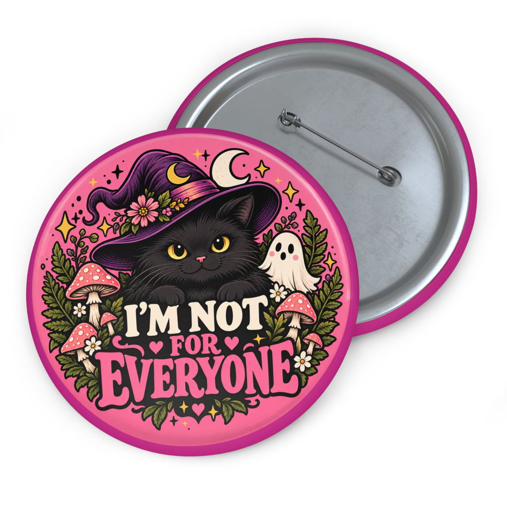 Witchy Black Cat Pin Button 3 Inch Spooky Cute Gothic Gift