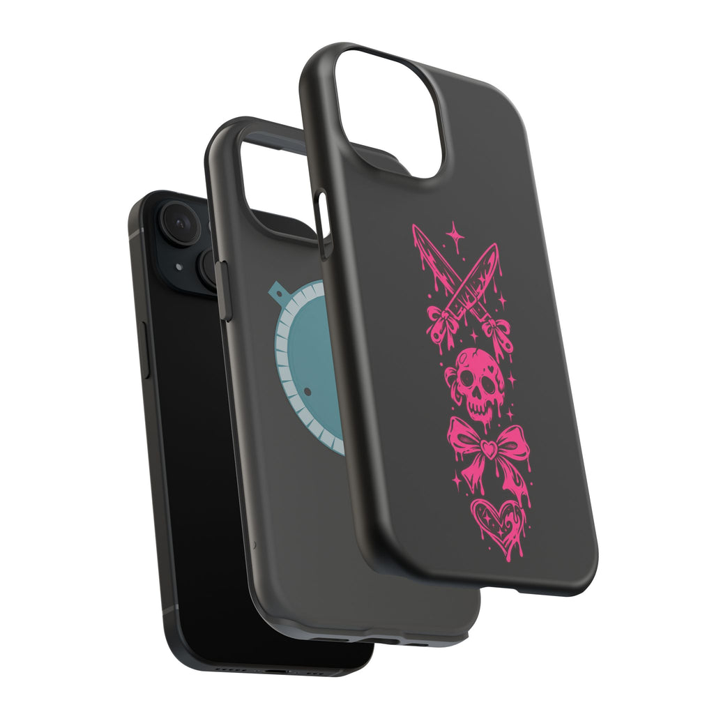 Pink Gothic Magnetic Impact Resistant Phone Case With Skull And Bows