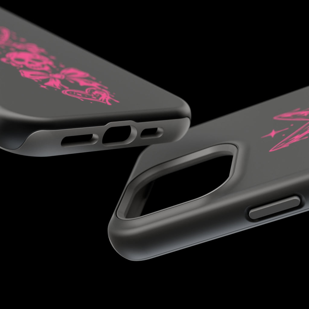Pink Gothic Magnetic Impact Resistant Phone Case With Skull And Bows