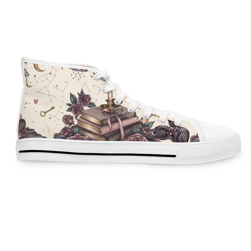 Witchy High Top Sneakers | Gothic Bookish Black Cat Celestial Shoes