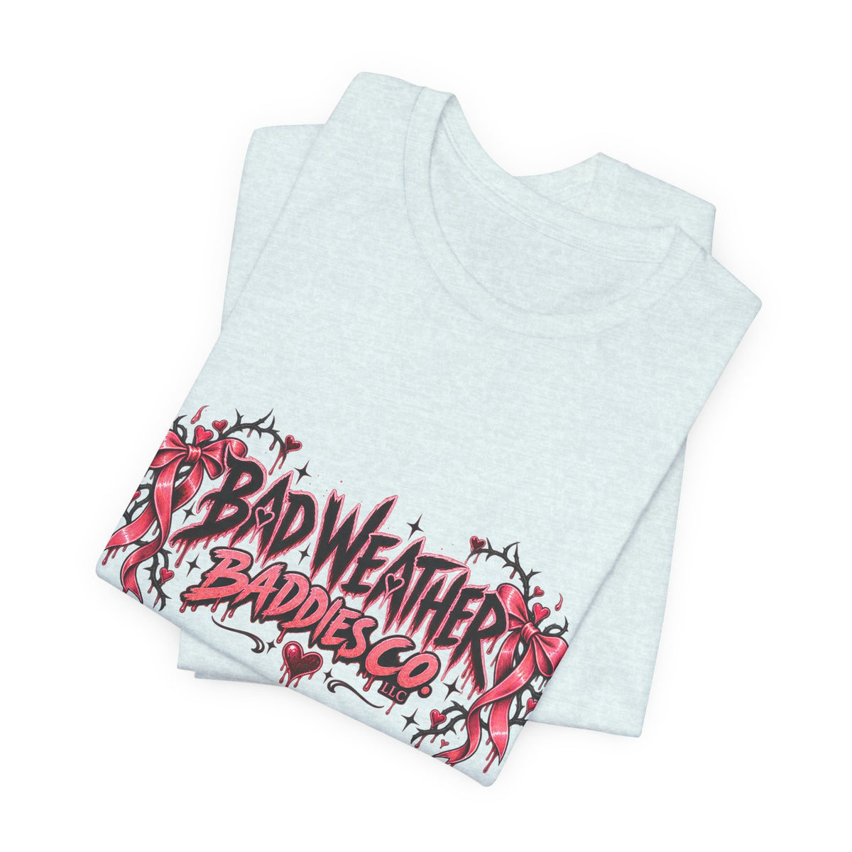 Bad Weather Baddies Co Gothic Pink Bow Signature Graphic Tee