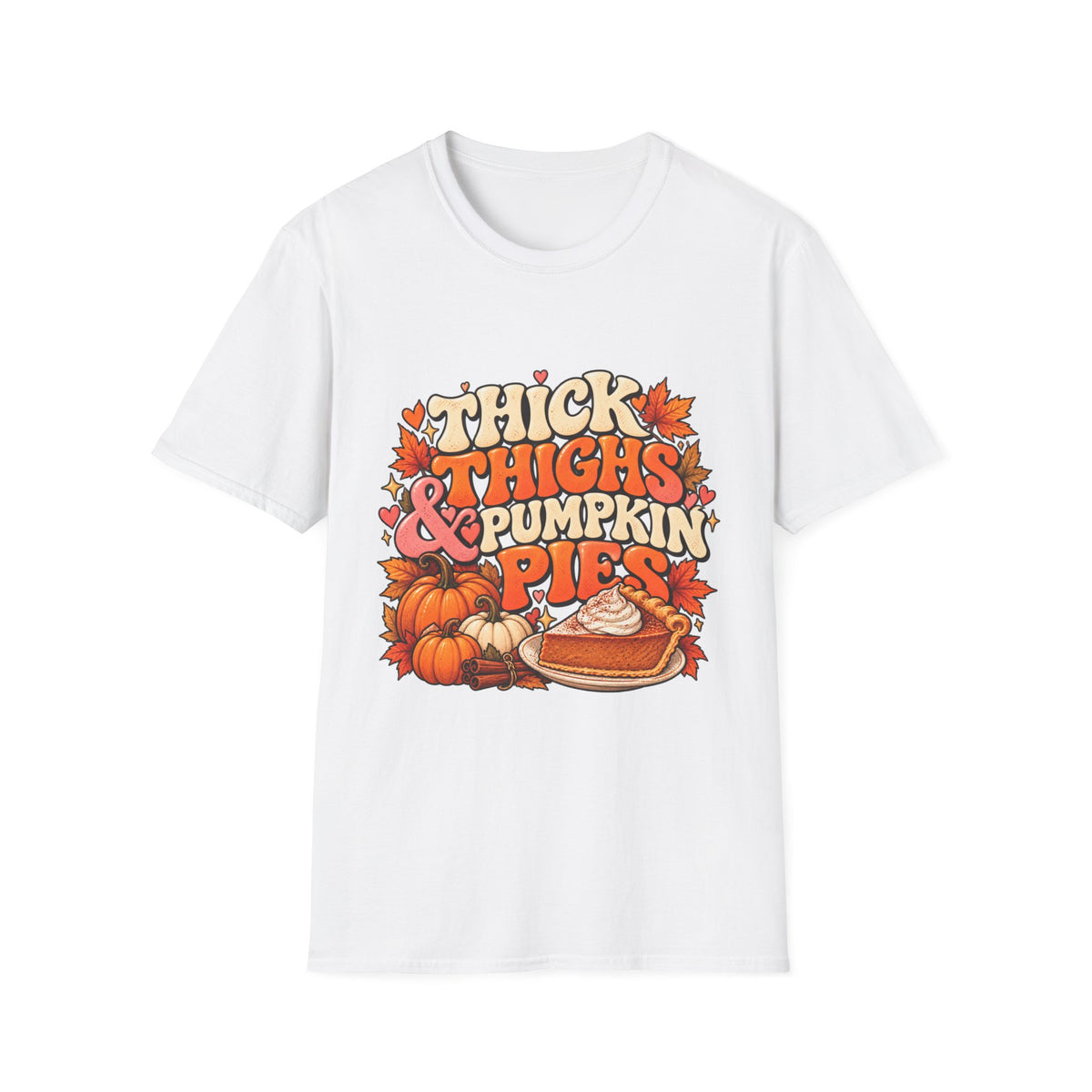 Thick Thighs And Pumpkin Pies Unisex Retro Fall T Shirt