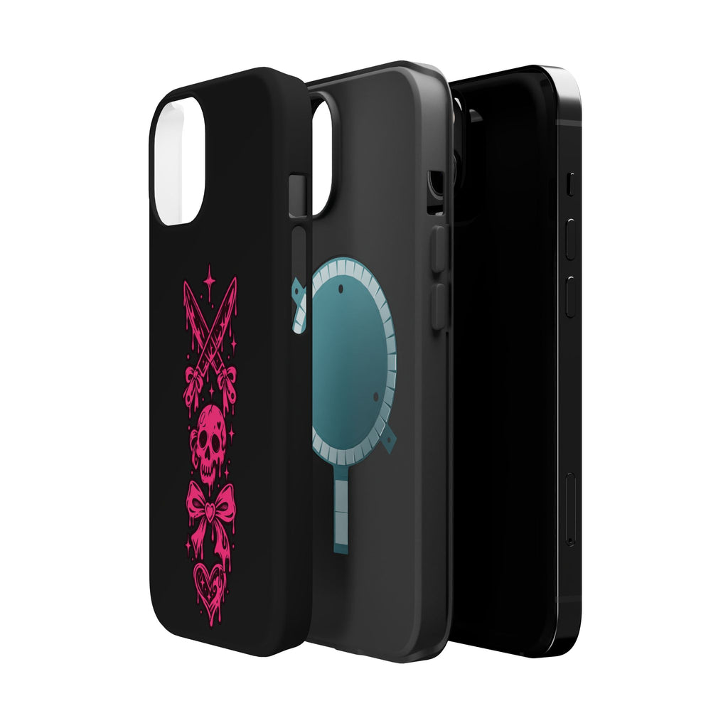 Pink Gothic Magnetic Impact Resistant Phone Case With Skull And Bows