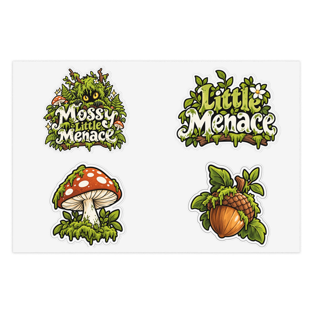 Mossy Little Menace Sticker Sheet — 4 Piece Woodland Pack