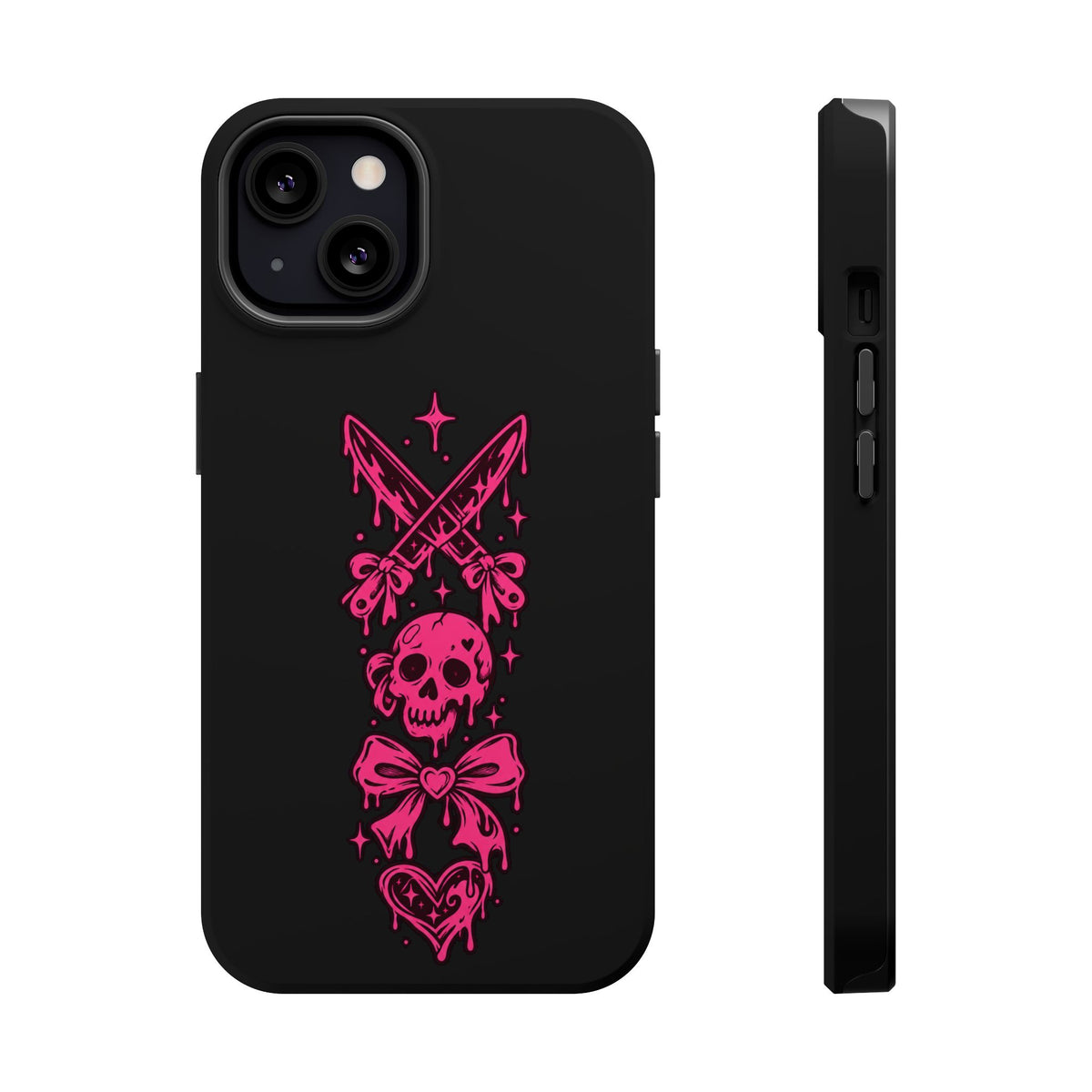 Pink Gothic Magnetic Impact Resistant Phone Case With Skull And Bows